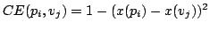 $CE(p_i,v_j) = 1 - (x(p_i) - x(v_j))^2$